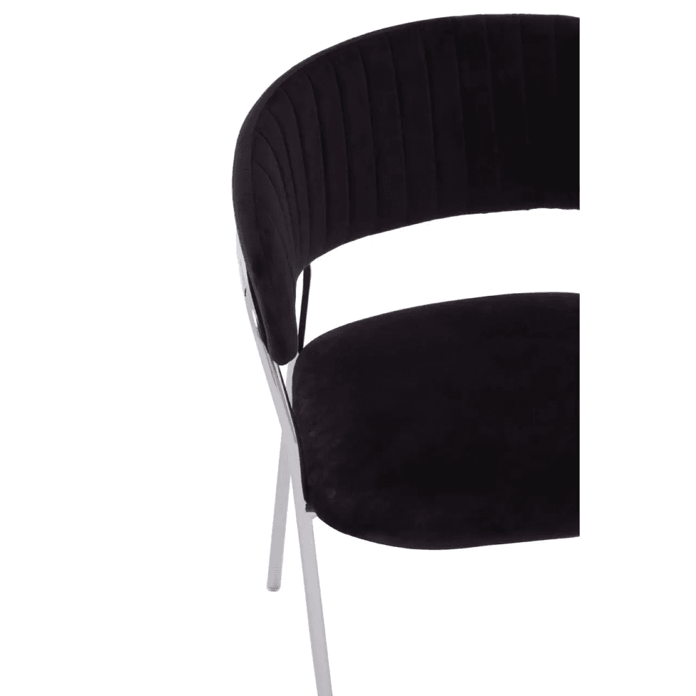 Onyx Black Channel Chrome Finish Dining Chair