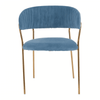 Sapphire Blue Channel Gold Finish Dining Chair