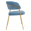 Sapphire Blue Channel Gold Finish Dining Chair