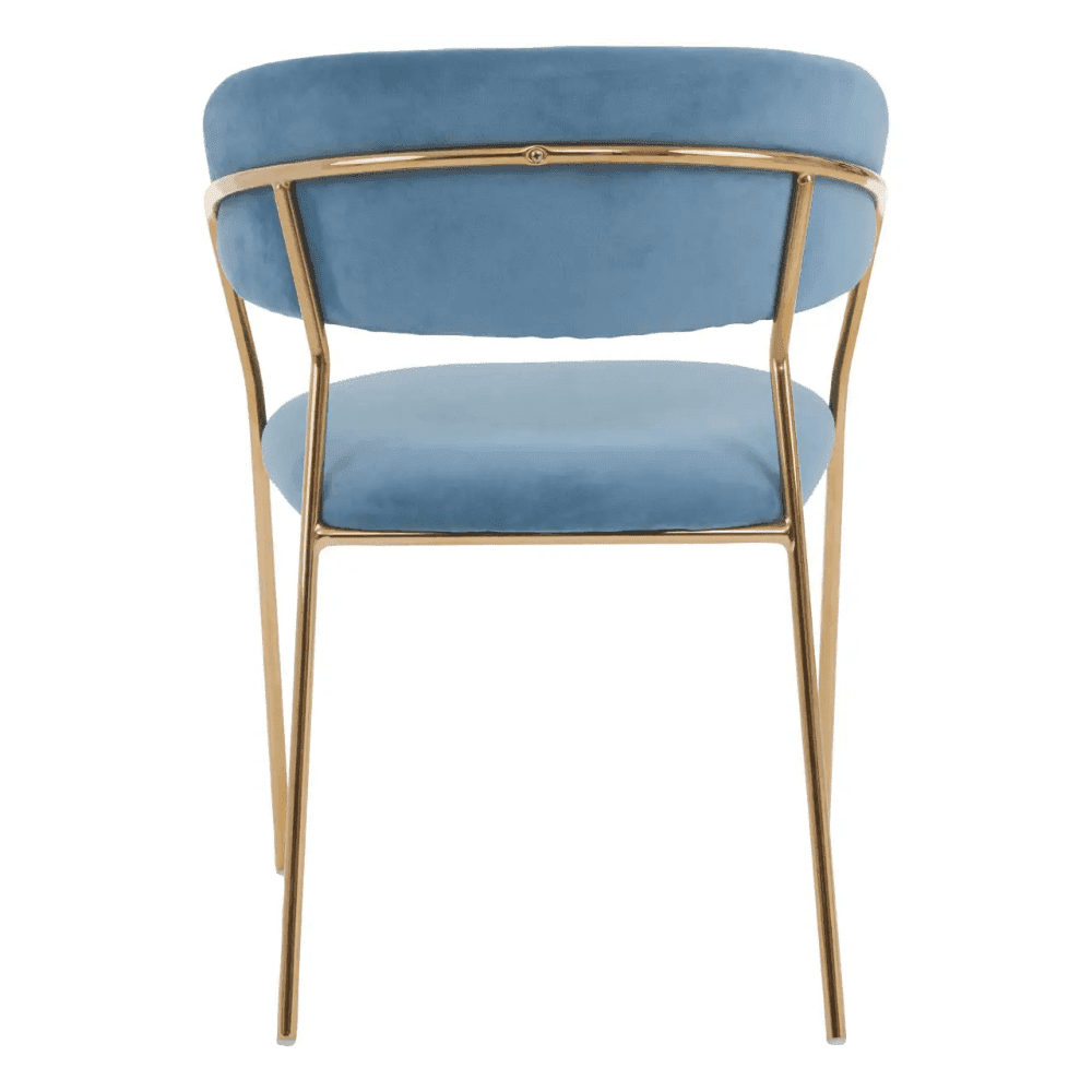 Sapphire Blue Channel Gold Finish Dining Chair