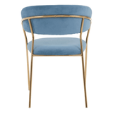 Sapphire Blue Channel Gold Finish Dining Chair