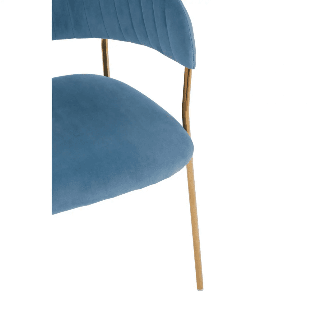 Sapphire Blue Channel Gold Finish Dining Chair