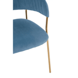 Sapphire Blue Channel Gold Finish Dining Chair