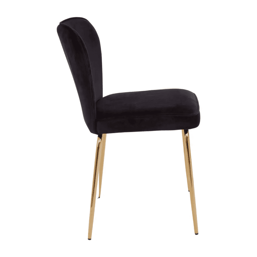 Obsidian Curved Black Gold Finish Dining Chair