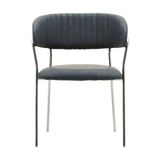 Ash Grey Leather Curved Dining Chair