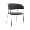 Ash Grey Leather Curved Dining Chair