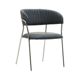 Ash Grey Leather Curved Dining Chair
