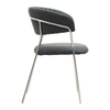 Ash Grey Leather Curved Dining Chair