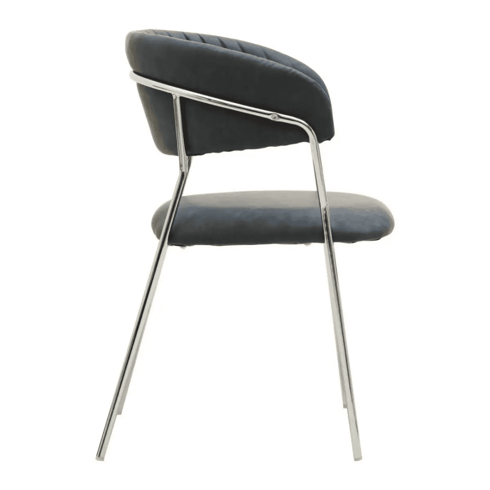 Ash Grey Leather Curved Dining Chair