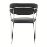 Ash Grey Leather Curved Dining Chair