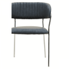 Ash Grey Leather Curved Dining Chair