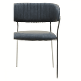 Ash Grey Leather Curved Dining Chair