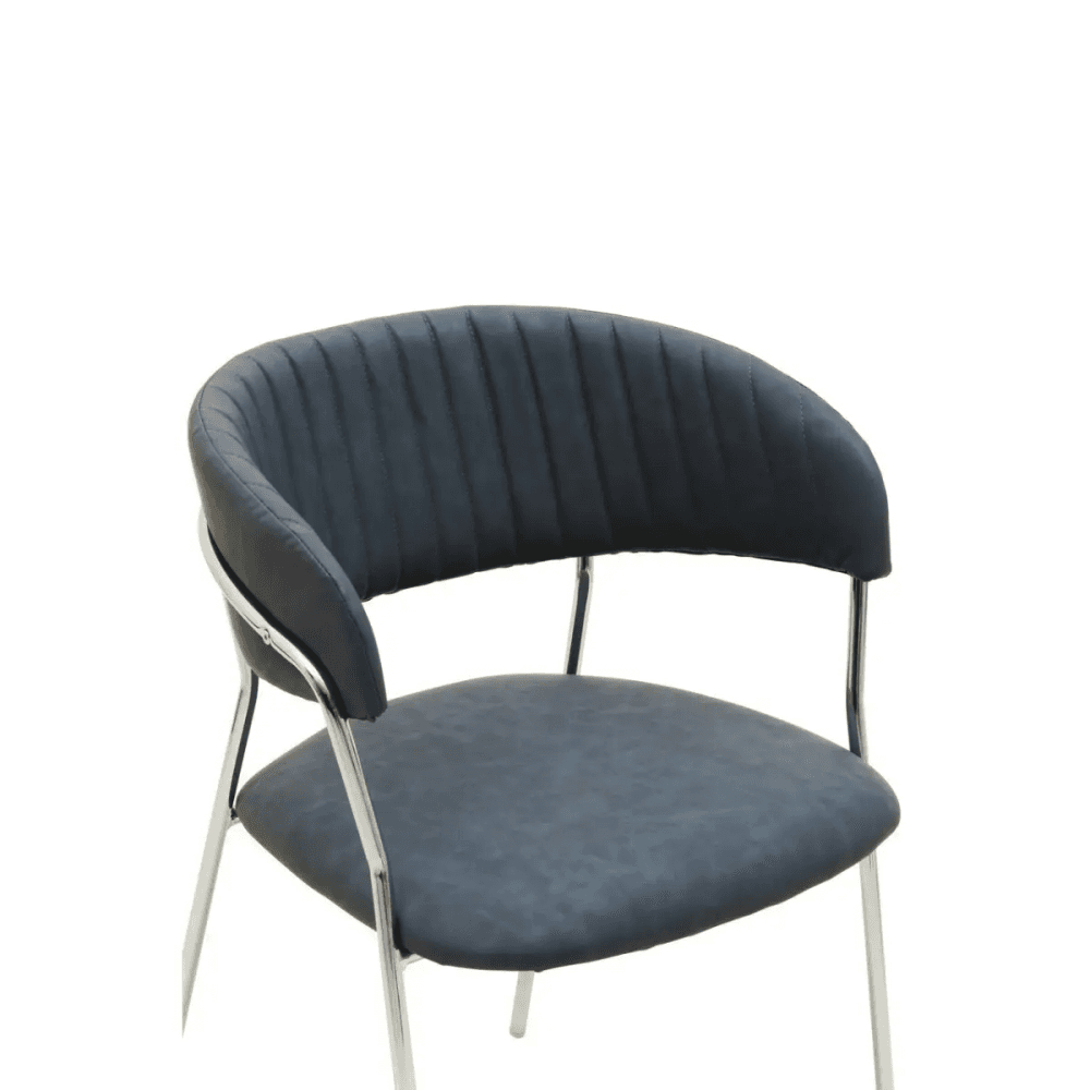 Ash Grey Leather Curved Dining Chair