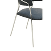 Ash Grey Leather Curved Dining Chair