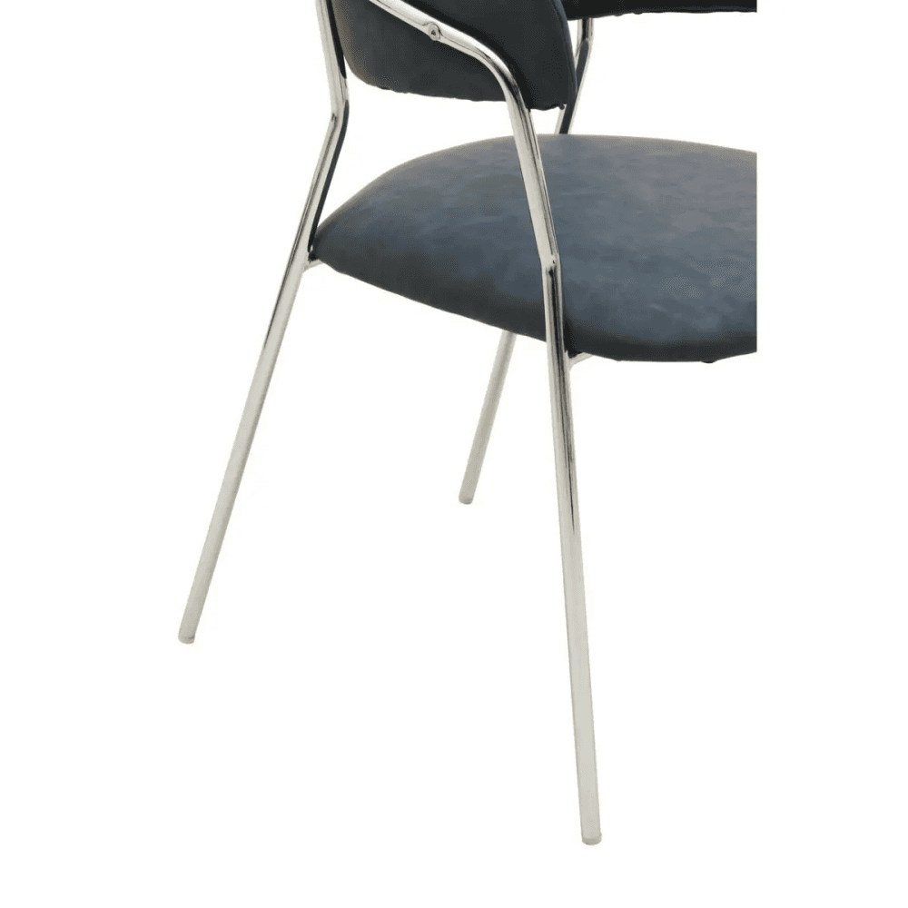 Ash Grey Leather Curved Dining Chair