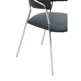 Ash Grey Leather Curved Dining Chair