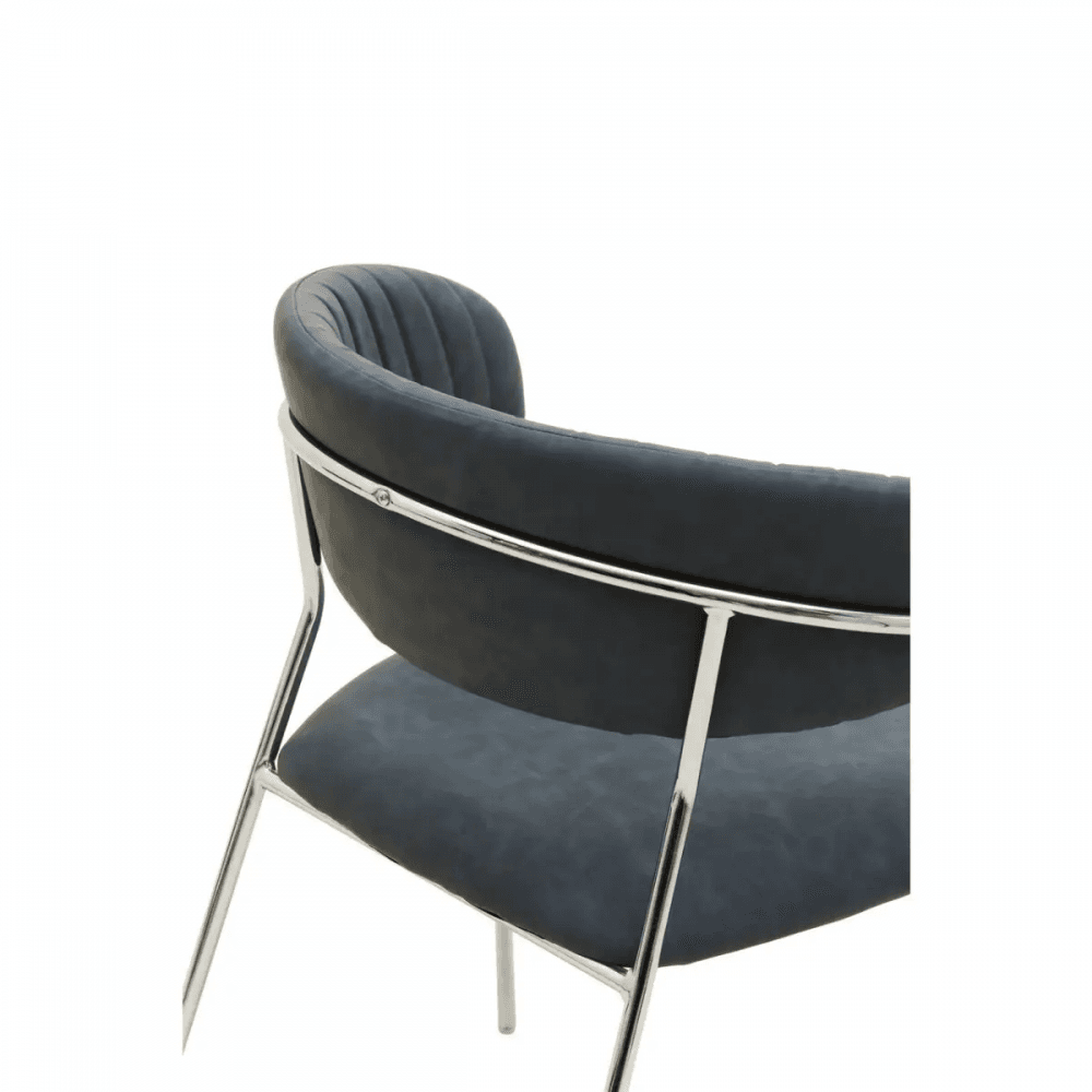 Ash Grey Leather Curved Dining Chair