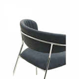 Ash Grey Leather Curved Dining Chair