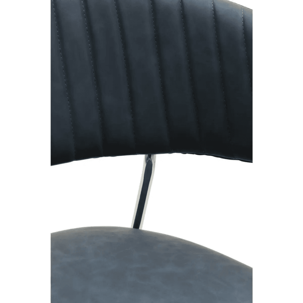 Ash Grey Leather Curved Dining Chair