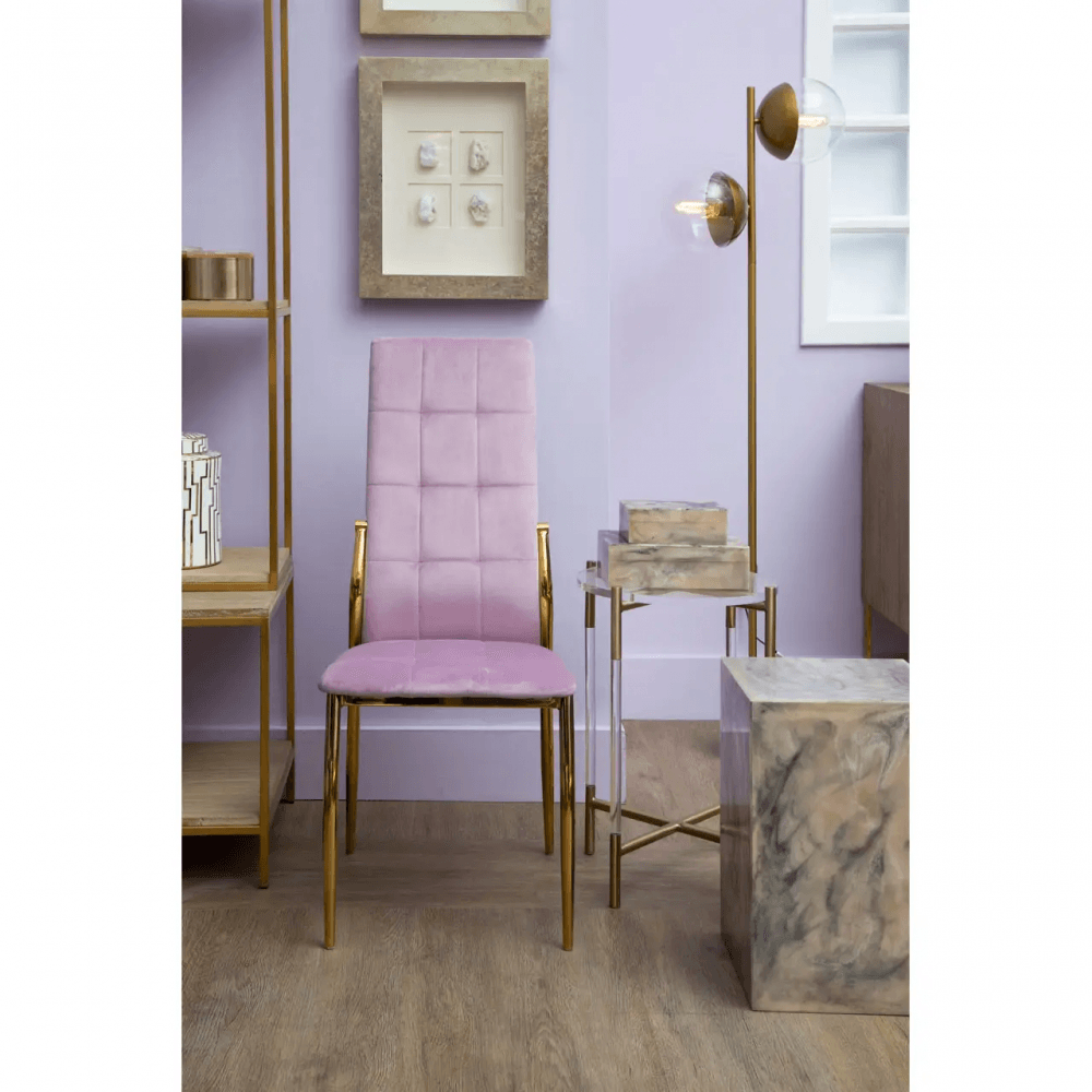 Blush Pink Velvet High Back Dining Chair