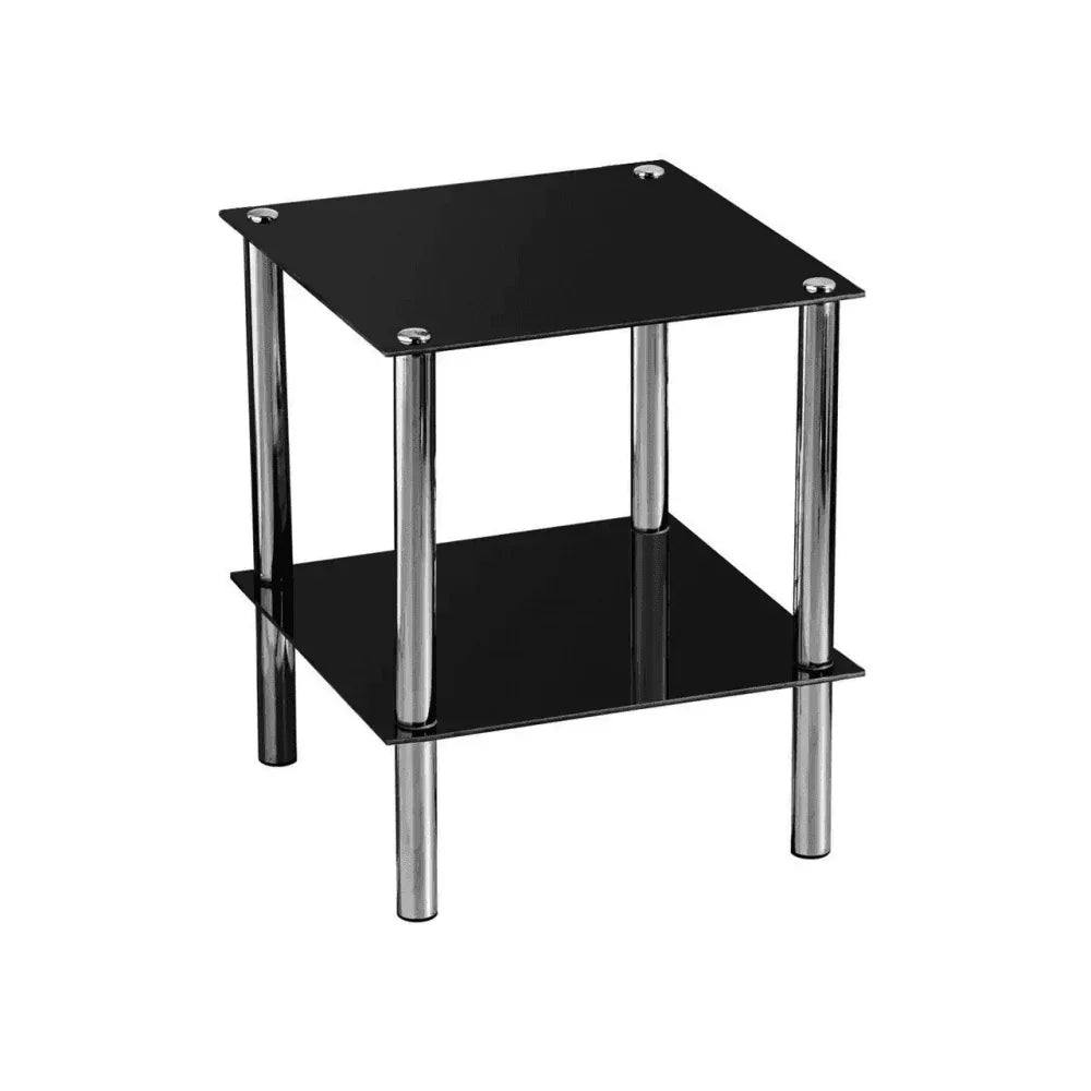 Alden 2 Tier Black Glass End Table