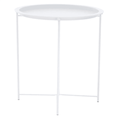 Bronzo Round White Side Table