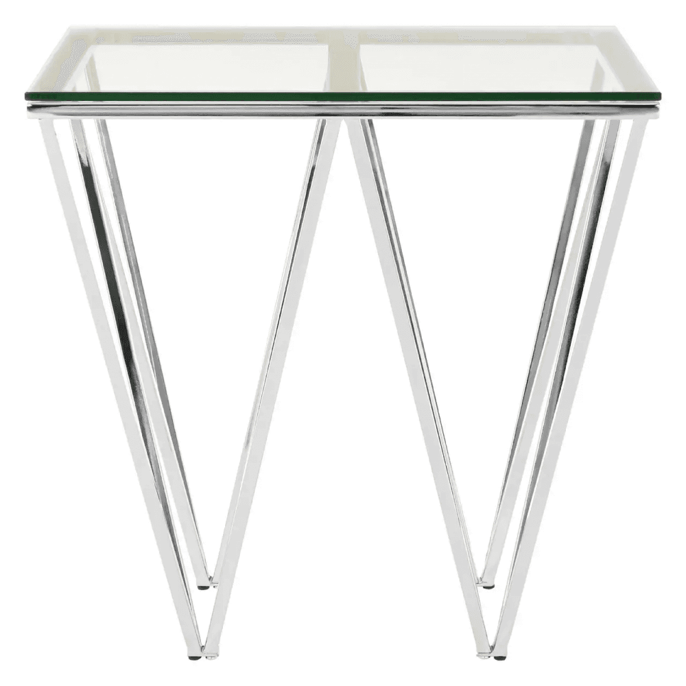 Inspire Chrome End Table With Triangular Base