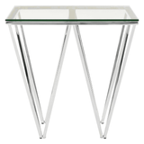 Inspire Chrome End Table With Triangular Base