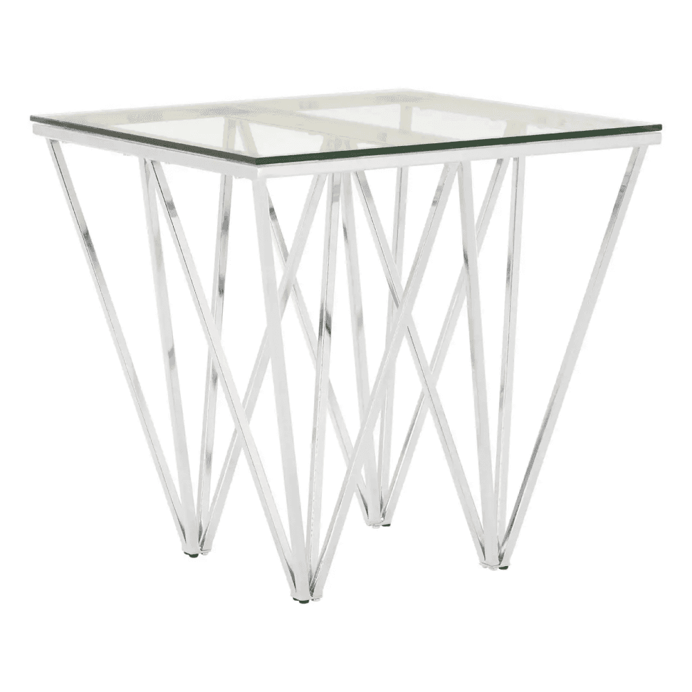 Inspire Chrome End Table With Triangular Base
