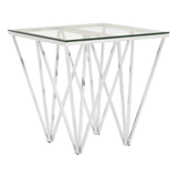 Inspire Chrome End Table With Triangular Base