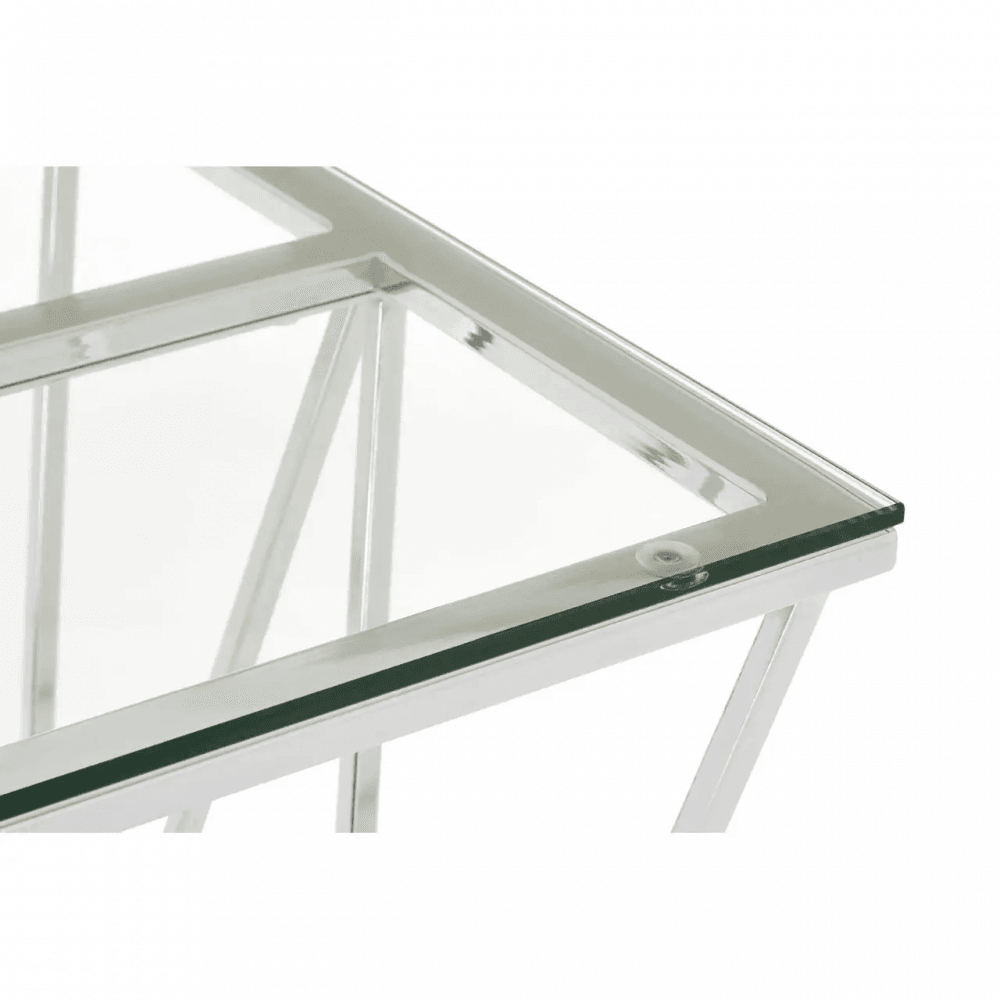 Inspire Chrome End Table With Triangular Base