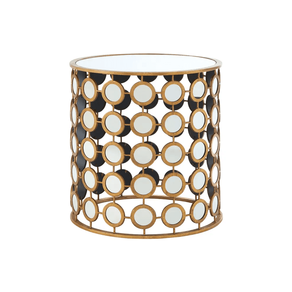 Darian Gold Finish Mirror Side Table