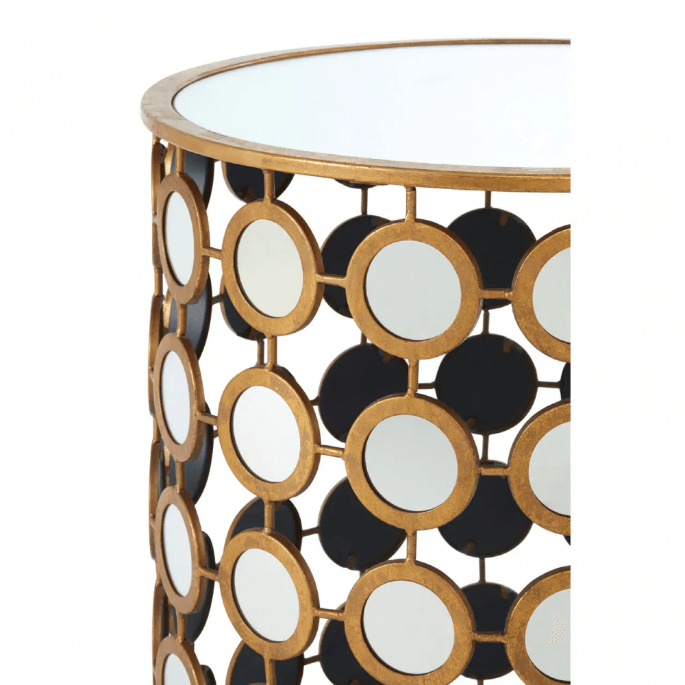 Darian Gold Finish Mirror Side Table