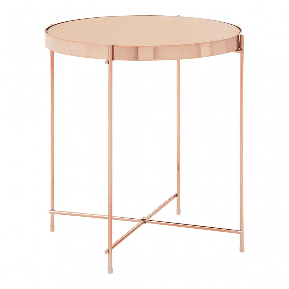 Inspire Pink Mirror Low Side Table