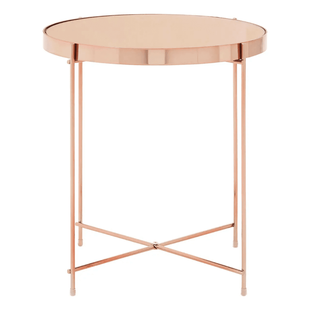 Inspire Pink Mirror Low Side Table