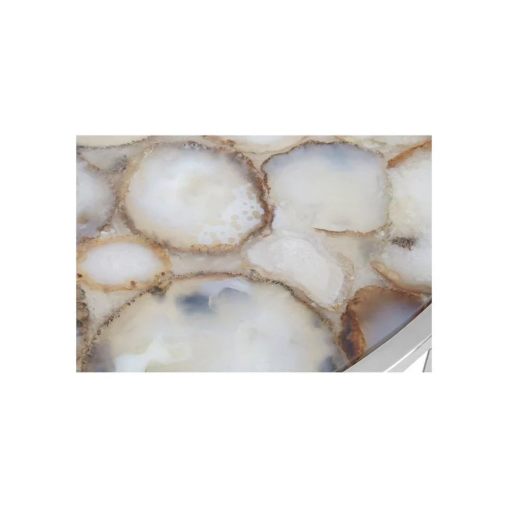 Luna Half Moon White Agate Top Table