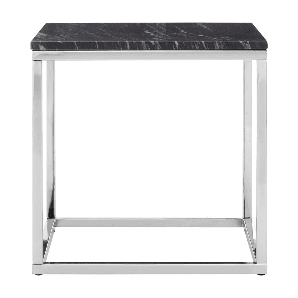 Inspire Square Black And White Marble End Table