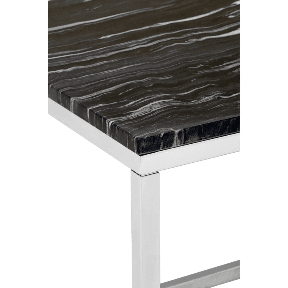 Inspire Square Black And White Marble End Table