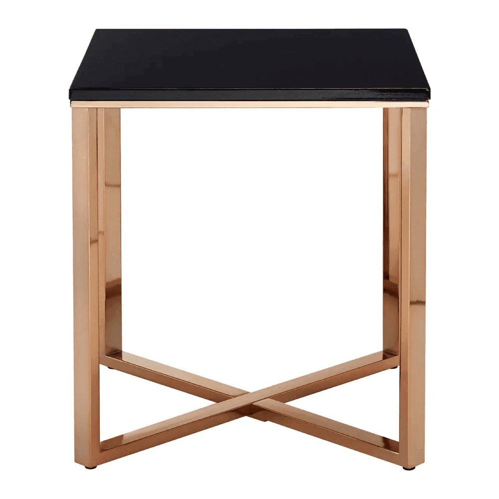 Inspire Square Black Faux Marble End Table