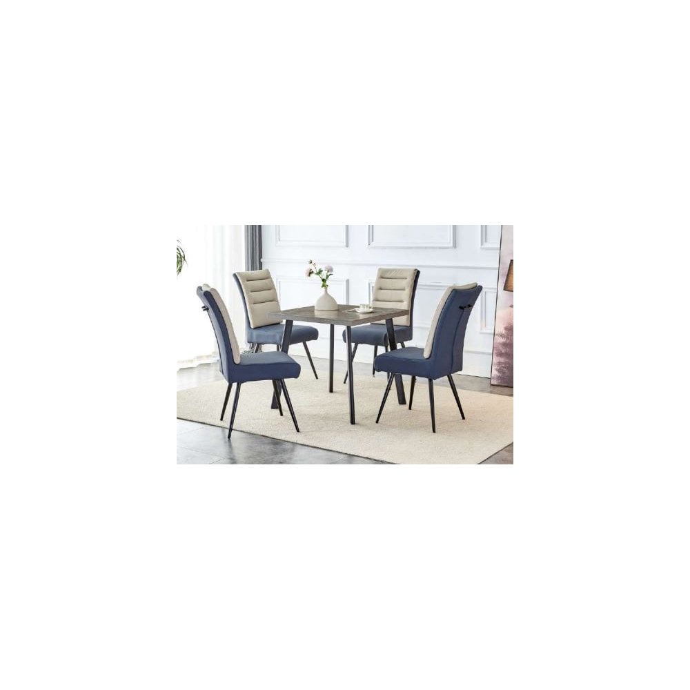Viv Dining Chair Midnight Blue with Taupe Padding