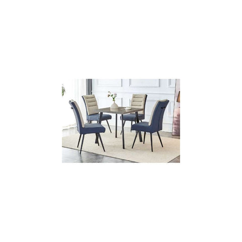 Viv Dining Chair Taupe with Midnight Blue Padding