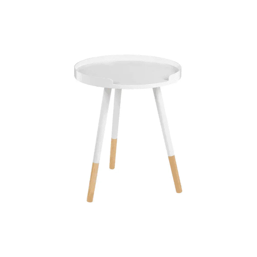 Meridian White &amp; Natural Round Side Table