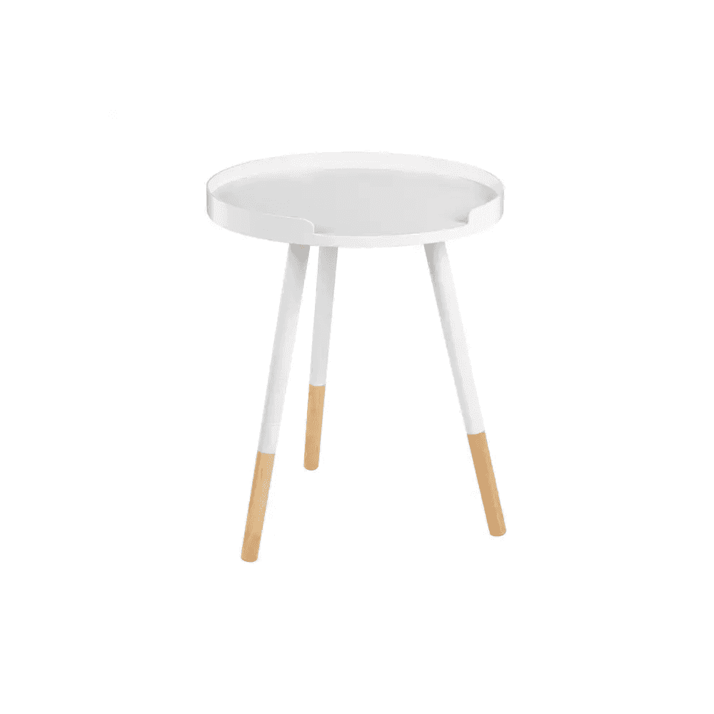 Meridian White &amp; Natural Round Side Table
