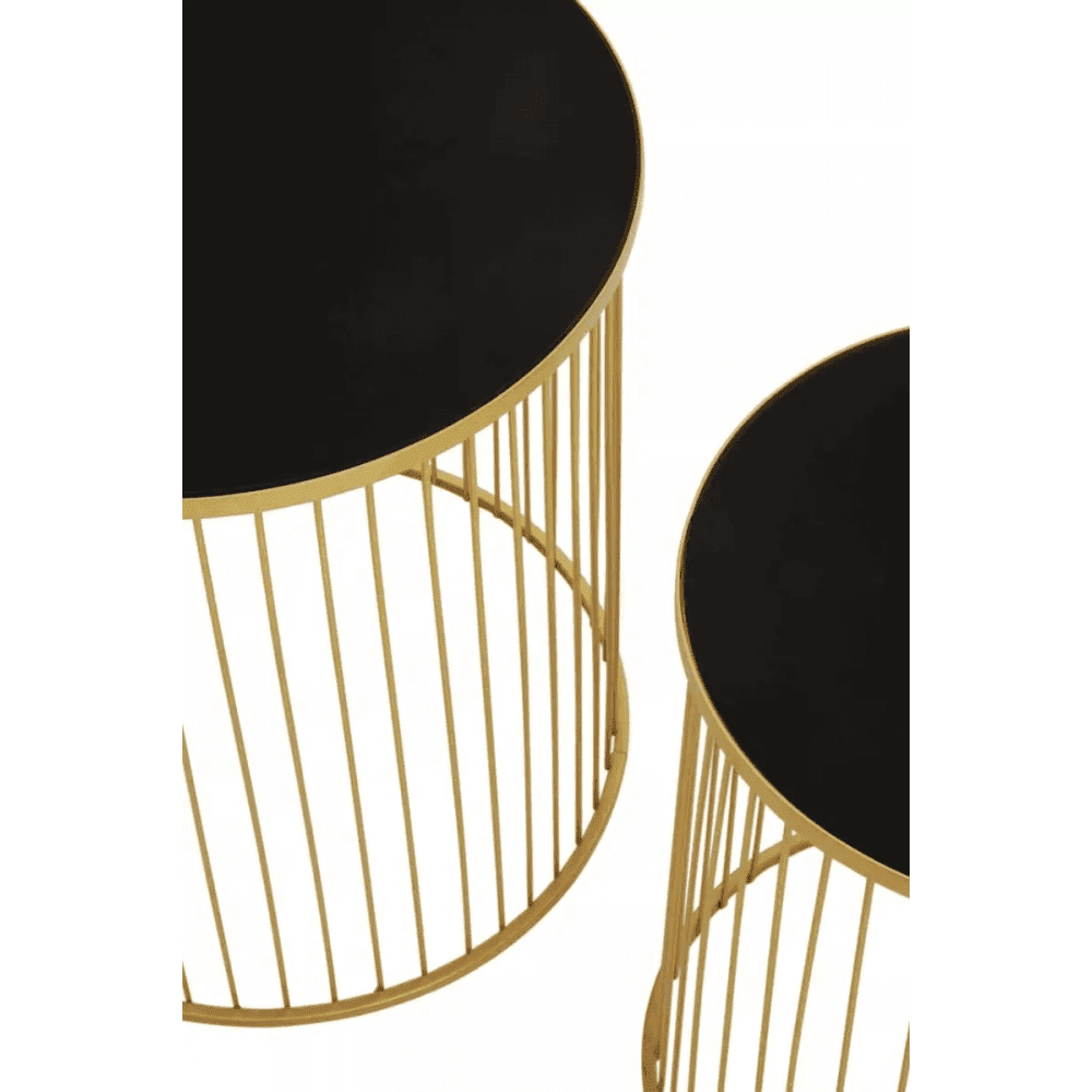 Rialto Set Of Two Black And Gold Side Tables