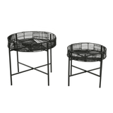 Kalimantan Set Of 2 Black Rattan Side Tables