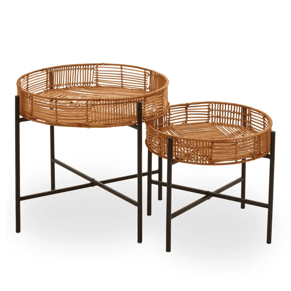 Kalimantan Set Of 2 Natural Rattan Side Tables