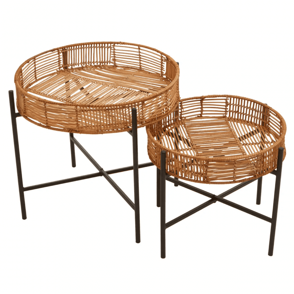Kalimantan Set Of 2 Natural Rattan Side Tables