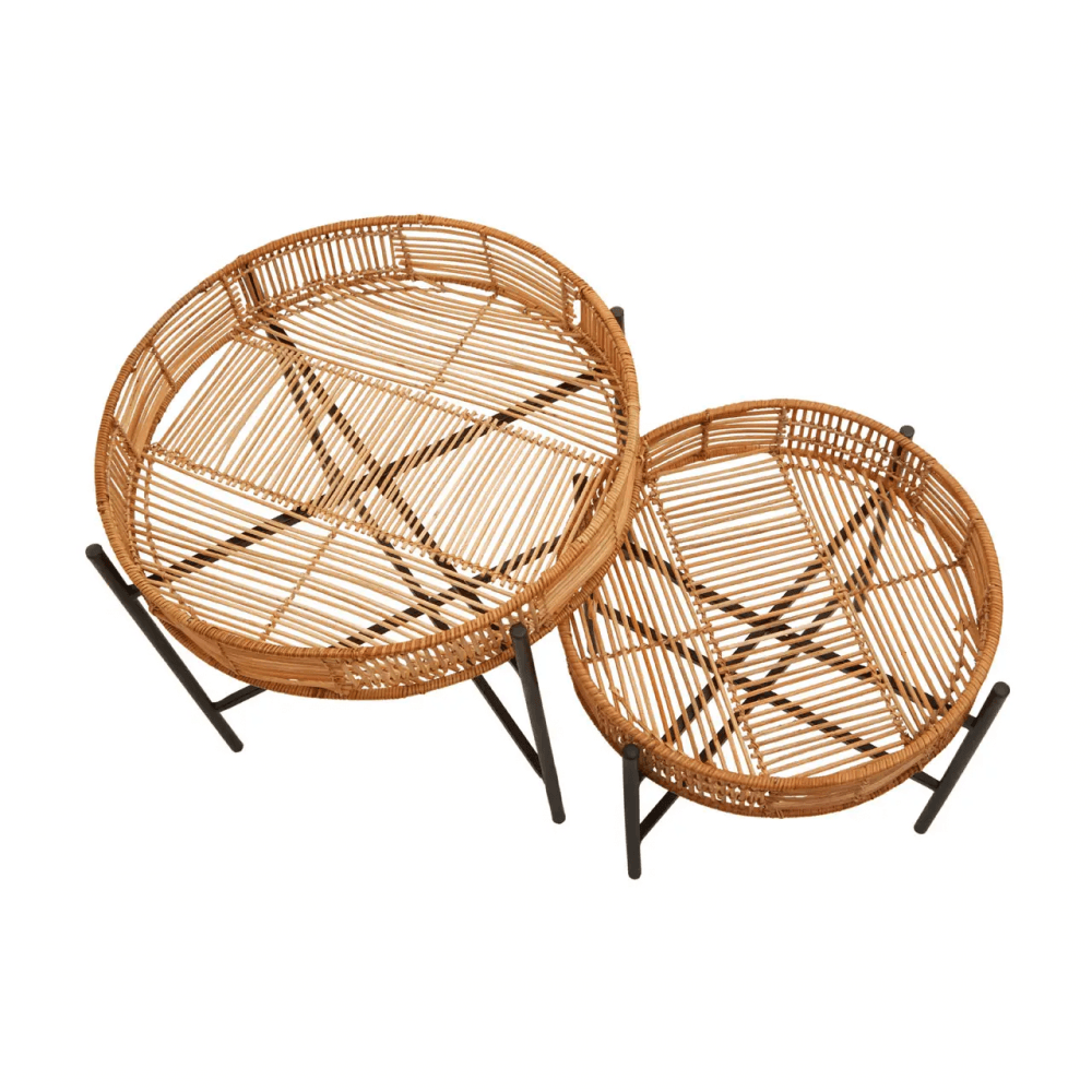 Kalimantan Set Of 2 Natural Rattan Side Tables