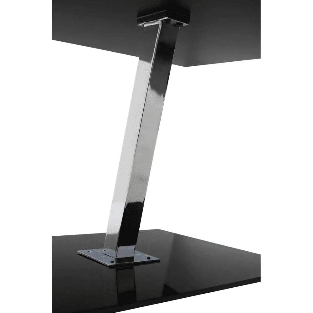 Jet Black Tempered Glass Top End Table