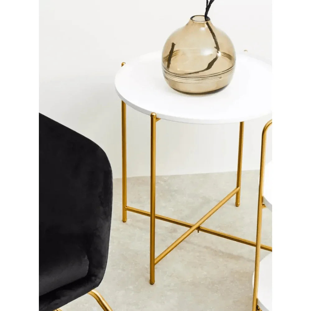 Orion White Top Side Table